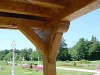 Détail charpente pergola en chêne